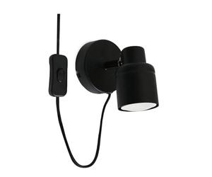 MiniSun | Matt Black Single Spotlight Adjustable GU10 Plug-in Wall Light | Wall Spotlights, Home Décor & Improvement Essential | Mains Wired