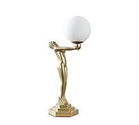 MiniSun | Matt Gold Art Deco Table Lamp with a White Opal Glass Globe Shade | Table Lamps, Home Décor & Improvement Essential | Includes 4W LED Bulb [3000K Warm White]