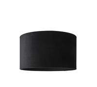 MiniSun | Medium Modern Black Velvet Drum Light Shade | Lamp Shades, Home Décor & Improvement Essential | 350mm Shade Width