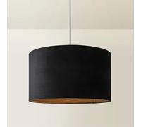 MiniSun | Medium Modern Black Velvet Drum Light Shade | Lamp Shades, Home Décor & Improvement Essential | 35cm Shade Width