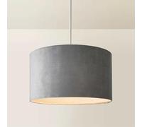 MiniSun | Medium Modern Grey Velvet Drum Light Shade | Lamp Shades, Home Décor & Improvement Essential | 35cm Shade Width