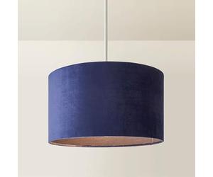 MiniSun | Medium Modern Navy Blue Velvet Drum Light Shade | Lamp Shades, Home Décor & Improvement Essential | 35cm Shade Width