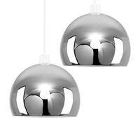 MiniSun | Mini Retro Chrome Arco Style Dome Ceiling Pendant Light Shades | Pendant Lights, Home Décor & Improvement Essential | Set of 2 | 200mm Shade Width