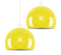 MiniSun | Mini Retro Gloss Yellow Arco Style Dome Ceiling Pendant Light Shades | Pendant Lights, Home Décor & Improvement Essential | Pair of 2 | 200mm Shade Width