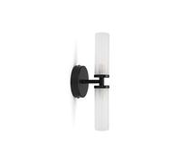 MiniSun | Modern 2 Way Matt Black and Reeded Glass Shade Wall Light Fitting | Wall Lamps & Sconces, Home Décor & Improvement Essential | Includes 3W LED Bulbs