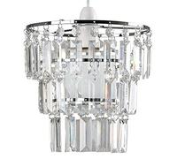 MiniSun | Modern 3 Tier Ceiling Light Shade with Clear Acrylic Jewel Effect Droplets | Pendant Lights, Home Décor & Improvement Essential | 230cm Shade Width