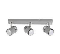 MiniSun | Modern 3 Way Adjustable Gloss Grey and Silver Chrome Ceiling Spotlight Fitting | Ceiling Spots, Home Décor & Improvement Essential | Includes 5W LED Bulbs [6500K Cool White] | Mains Wired