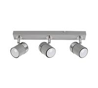 MiniSun | Modern 3 Way Adjustable Gloss Grey & Silver Chrome Straight Bar Ceiling Spotlight Fitting | Ceiling Lights & Home Improvements Essential