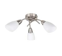 MiniSun | Modern 3 Way Brushed Chrome Ceiling Light Fitting with Frosted Glass Shades | Pendant Lights, Home Décor & Improvement Essential | Includes 4W LED Bulbs [3000K Warm White]