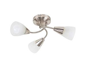 MiniSun | Modern 3 Way Brushed Chrome Ceiling Light Fitting with Frosted Glass Shades | Pendant Lights, Home Décor & Improvement Essential | Includes 3X 4W LED E14 Light Bulb | Mains Wired