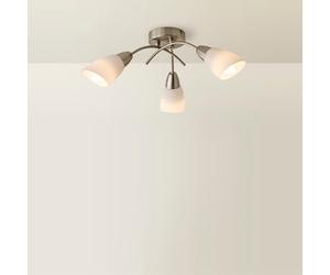 MiniSun | Modern 3 Way Brushed Chrome Ceiling Light Fitting with Frosted Glass Shades | Pendant Lights, Home Décor & Improvement Essential | Mains Wired