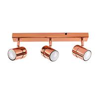 MiniSun | Modern 3 Way Copper Effect Straight Bar Ceiling Spotlight - Complete with 5w GU10 LED Bulb [3000K Warm White] | Ceiling Lights & Home Improvements Essential | Mains Wired
