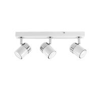 MiniSun | Modern 3 Way Gloss White & Chrome Straight Bar Ceiling Spotlight | Ceiling Lights & Home Improvements Essential
