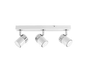 MiniSun | Modern 3 Way Gloss White & Chrome Straight Bar Ceiling Spotlight | Ceiling Lights & Home Improvements Essential