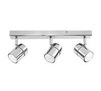 MiniSun | Modern 3 Way Polished Chrome Straight Bar Ceiling Spotlight | Ceiling Spots, Home Décor & Improvement Essential | Includes 3X 5W LED GU10 Light Bulb with 6500K Colour Temperature