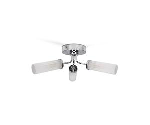 MiniSun | Modern 3 Way Polished Silver Chrome and Reeded Glass Shade Ceiling Light Fitting | Home Décor, Bedside & Desk Lamp | Mains Wired