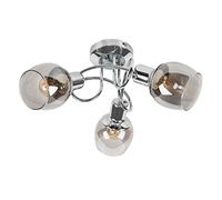 MiniSun Modern 3 Way Silver Chrome Swirl Arm Twist Design Ceiling Light with Smoked Glass Shades