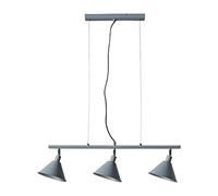 MiniSun | Modern 3 Way Suspended Ceiling Light with Grey/Silver Metal Cone Shades | Pendant Lights, Home Décor & Improvement Essential | Mains Wired