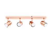 MiniSun | Modern 4 Way Polished Copper Effect Straight Bar Ceiling Spotlight | Home Décor, Bedside & Desk Lamp