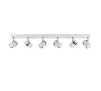 MiniSun | Modern 6 Way Straight Bar Ceiling Spotlight Fitting in a Gloss White/Chrome Finish - Complete with 5w GU10 LED Bulbs [6500K Cool White] | Ceiling Lights & Home Improvements Essential