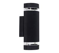 MiniSun | Modern Aluminium Curved IP54 Rated Black Ribbed Contrasting Glass Shade Wall Light Fitting | Outdoor Wall Lights, Home Décor Essential | Includes Bulb [3000K Warm White] | Mains Wired