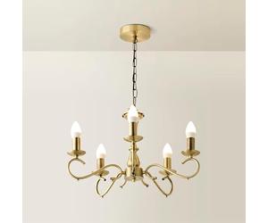 MiniSun | Modern Antique Brass 5 Way Crystal Jewel Chandelier Ceiling Light Fitting | Home Décor, Bedside & Desk Lamp