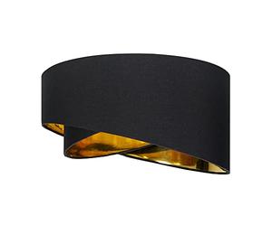 MiniSun | Modern Black and Gold Double Layer Easy Fit Living Room Bedroom Ceiling Pendant Light Shade | Shades & Home Improvements Essential | 40cm Shade Width
