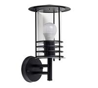 MiniSun | Modern Black Metal and Clear Glass Fisherman's Lantern Wall Light | Lanterns, Home Décor & Improvement Essential | Includes 6W LED Bulb [3000K Warm White]