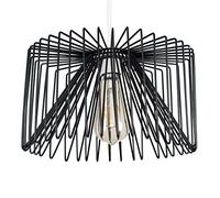MiniSun | Modern Black Metal Wire Design Shaped Light Pendant Shade | Pendant Lights, Home Décor & Improvement Essential | Includes 4W LED Bulb [2700K Warm White] | 180mm Shade Width