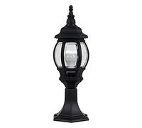 MiniSun | Modern Black Outdoor Lantern Style Lamp Post Light | Post Lights, Home Décor & Improvement Essential | Includes 1x 6W LED E27 Light Bulb with 3000K Colour Temperature