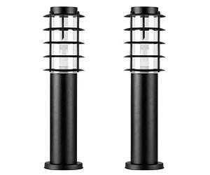 MiniSun | Modern Black Stainless Steel Light Posts | Post Lights, Home Décor & Improvement Essential | Set of 2 | Includes 4W LED Bulbs [3000K Warm White]