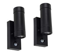 MiniSun | Modern Black Up/Down Wall Lights with PIR Motion Sensor | Outdoor Wall Lights, Home Décor & Improvement Essential | Set of 2