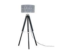 MiniSun | Modern Black Wood and Silver Chrome Tripod Floor Lamp with a Grey Felt Weave Cylinder Shade | Floor Lamps & Torchieres, Home Décor & Improvement Essential | Includes Bulb [3000K Warm White]