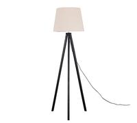 MiniSun | Modern Black Wood Tripod Design Floor Lamp with a Beige Tapered Shade | Floor Lamps & Torchieres, Home Décor & Improvement Essential | Includes Bulb [3000K Warm White]