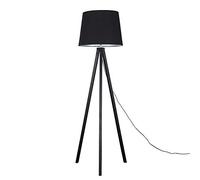 MiniSun Modern Black Wood Tripod Design Floor Lamp with a Black Tapered Shade