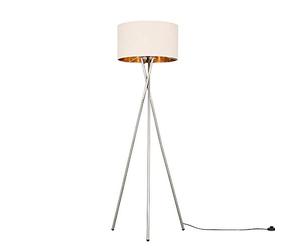 MiniSun | Modern Brushed Chrome Floor Lamp with a Beige and Gold Shade | Floor Lamps & Torchieres, Home Décor & Improvement Essential | Includes 6W GLS Bulb [3000K Warm White]