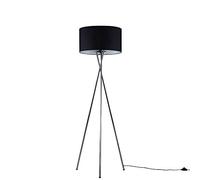 MiniSun | Modern Brushed Chrome Floor Lamp with a Black Drum Shade | Floor Lamps & Torchieres, Home Décor & Improvement Essential | Includes 6W GLS Bulb [3000K Warm White]