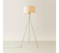 MiniSun | Modern Brushed Chrome Floor Lamp with a Cream Shade | Floor Lamps & Torchieres, Home Décor & Improvement Essential | Includes 6W GLS Bulb [3000K Warm White]