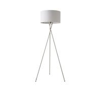 MiniSun | Modern Brushed Chrome Floor Lamp with a Pale Grey Shade | Floor Lamps & Torchieres, Home Décor & Improvement Essential | Includes 6W GLS Bulb [3000K Warm White]
