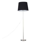 MiniSun | Modern Brushed Chrome Floor Lamp with an Extra Large Black Tapered Shade | Floor Lamps & Torchieres, Home Décor & Improvement Essential | Includes Bulb [3000K Warm White]