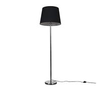 MiniSun | Modern Brushed Chrome Metal Standard Floor Lamp with a Black Tapered Shade | Floor Lamps & Torchieres, Home Décor & Improvement Essential
