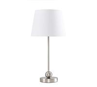 MiniSun | Modern Brushed Chrome Single Stem Metal Ball Table Lamp with a White Tapered Shade | Table Lamps & Home Improvements Essential