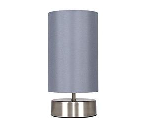MiniSun | Modern Brushed Chrome Touch Table Lamp with Grey Light Shade | Table Lamps, Home Décor & Improvement Essential | Includes 5W LED Bulb [3000K Warm White]