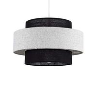 MiniSun | Modern Ceiling Light Shade in a Black and Grey Herringbone Finish | Pendant Lights, Home Décor & Improvement Essential | Includes 10W GLS Bulb [3000K Warm White] | 30cm Shade Width
