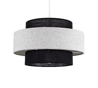 MiniSun | Modern Ceiling Light Shade in a Black and Grey Herringbone Finish | Pendant Lights, Home Décor & Improvement Essential | 300mm Shade Width