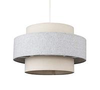 MiniSun | Modern Ceiling Light Shade in a Cream and Grey Herringbone Finish | Pendant Lights, Home Décor & Improvement Essential | Includes 10W GLS Bulb [3000K Warm White] | 300mm Shade Width