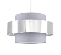 MiniSun | Modern Ceiling Light Shade in a Grey and Chrome Effect Finish | Pendant Lights, Home Décor & Improvement Essential | Includes 6W LED Bulb [3000K Warm White] | 340cm Shade Width