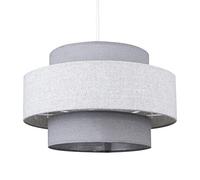 MiniSun | Modern Ceiling Light Shade in a Grey Herringbone Finish | Pendant Lights, Home Décor & Improvement Essential | Includes 10W GLS Bulb [3000K Warm White] | 300mm Shade Width