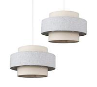 MiniSun | Modern Ceiling Light Shades in a Cream and Grey Herringbone Finish | Pendant Lights, Home Décor & Improvement Essential | Set of 2 | 300mm Shade Width