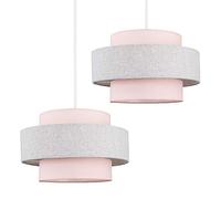 MiniSun | Modern Ceiling Light Shades in a Pink and Grey Herringbone Finish | Pendant Lights, Home Décor & Improvement Essential | Set of 2 | 300cm Shade Width